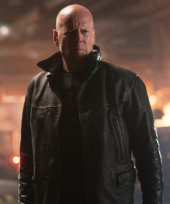 Bruce Willis Extraction Black Leather Jacket Free Shipping UK USA Canada