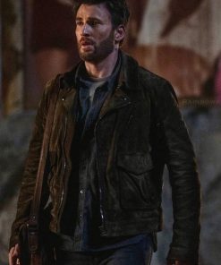 Chris Evans Ghosted Brando Suede Leather Jacket Black Friday Sale