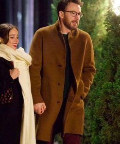 Chris Evans Knives Out Brown Wool Coat