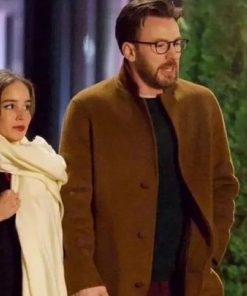 Chris Evans Knives Out Brown Wool Coat Shop now