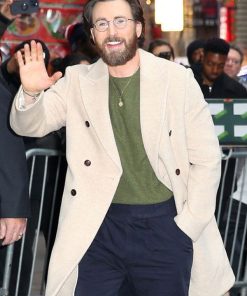 Chris Evans Red One Off-White Wool Coat