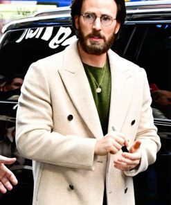 Chris Evans Red One Off-White Wool Coat Free Shipping UK USA Canada