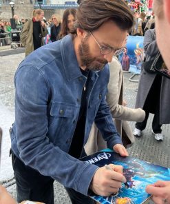 Chris Evans Red One Premiere Blue Leather Suede Jacket Easter Sale