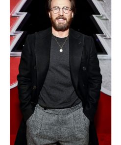 Chris Evans Red One Winter Wool Black Coat Celebrity Sale