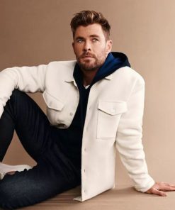 Chris Hemsworth Fashion White Wool Jacket