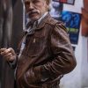 Christoph Waltz Old Guy Brown Leather Jacket