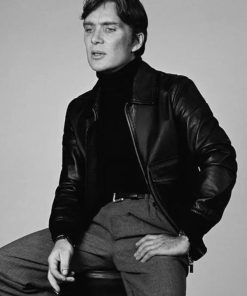 Cillian Murphy Bomber Aviator Black Leather Jacket