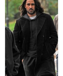 Colin Farrell Double Breasted Black Wool Coat
