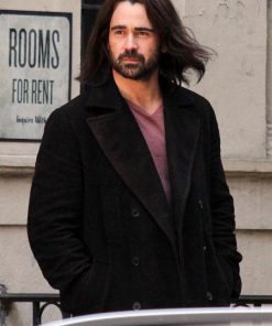 Colin Farrell Double Breasted Black Wool Coat Winter Sale