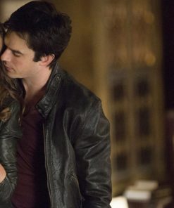 Damon Salvatore The Vampire Diaries Black Leather Jacket Gifts For Him