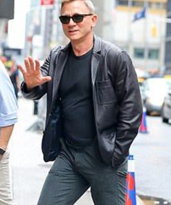 Daniel Craig Layer Cake Black Leather Jacket Celebrity Outfits