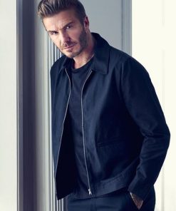 David Beckham Classic Blue Cotton Jacket Celebrity Outfits