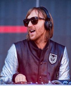David Guetta Bomber Leather Varsity Jacket Black Friday Sale