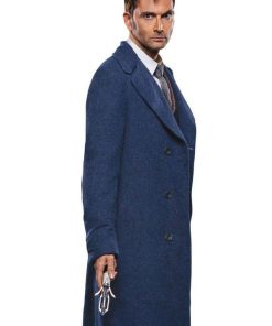 David Tenant Tenth Doctor Who Blue Wool Coat Black Friday Sale