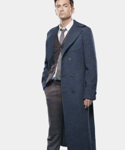 David Tenant Tenth Doctor Who Blue Wool Coat Celebrity Outfits