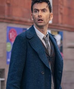David Tenant Tenth Doctor Who Blue Wool Coat Hot Sale
