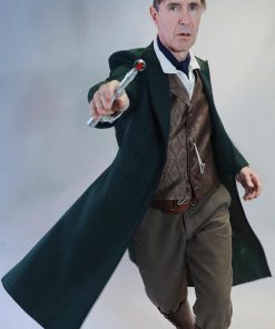 Eight Doctor Who Paul McGann Green Wool Coat Free Shipping Worldwide