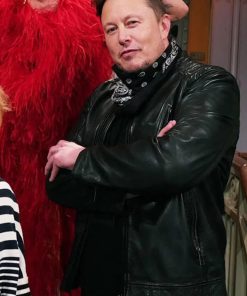 Elon Musk Biker Black Leather Jacket Black Friday Sale