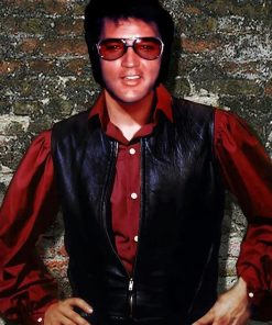 Elvis Presley Vintage Biker Leather Vest Free Shipping UK USA Canada