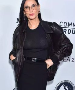 Emilia Perez Demi Moore Black Leather Jacket Black Friday Sale