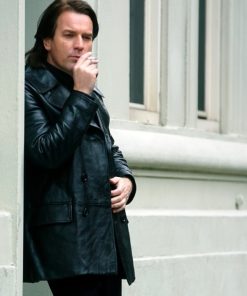 Ewan McGregor Halston Vintage Black Leather Coat New Year Sale
