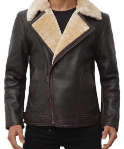 Men's Brown B3 Bomber Fur Leather Jacket