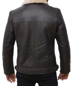 Men's Brown B3 Bomber Fur Leather Jacket Black Friday Sale
