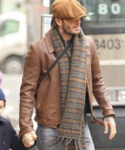 Men's Vintage David Beckham Brown Leather Jacket