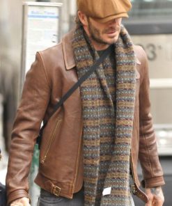 Men's Vintage David Beckham Brown Leather Jacket Shop now