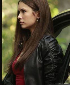 The Vampire Diaries Elena Gilbert Leather Jacket Celebrity Outfits