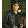 Vampire Diaries Damon Salvatore Black Leather Jacket