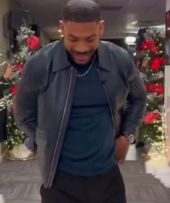 Aaron Pierre Biker Black Leather Jacket Shop now