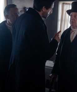 Adrien Brody Chapelwaite Blue Wool Velvet Collar Coat Celebrity Outfits