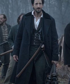 Adrien Brody Chapelwaite Blue Wool Velvet Collar Coat Free Shipping UK USA Canada