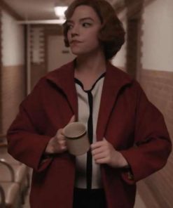 Anya Taylor-Joy The Queen’s Gambit Maroon Wool Coat Black Friday Sale