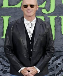 Beetlejuice 2024 Michael Keaton Black Leather Blazer