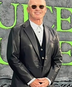 Beetlejuice 2024 Michael Keaton Black Leather Blazer Black Friday Sale