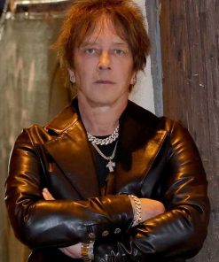 Billy Morrison Project Black Leather Coat Free Shipping UK USA Canada