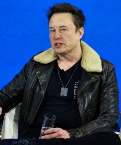 Elon Musk Black Leather Brando Jacket Celebrity Outfits