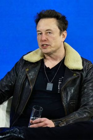 Elon Musk Black Leather Brando Jacket Celebrity Outfits