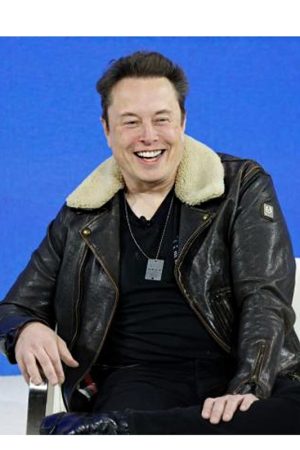 Elon Musk Black Leather Brando Jacket Winter Sale