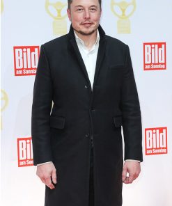 Elon Musk Trench Coat Black Wool