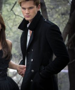 Fallen Jeremy Irvine Black Trench Wool Coat Black Friday Sale