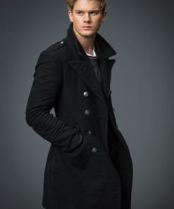 Fallen Jeremy Irvine Black Trench Wool Coat Winter Sale