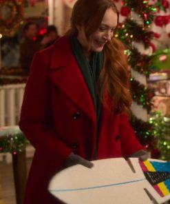 Falling for Christmas Lindsay Lohan Red Wool Coat