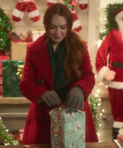 Falling for Christmas Lindsay Lohan Red Wool Coat Celebrity Outfits