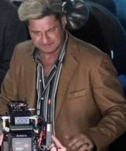 Gerard Butler In the Hand of Dante Tan Leather Blazer