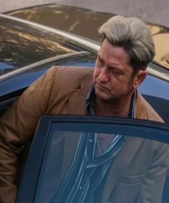 Gerard Butler In the Hand of Dante Tan Leather Blazer Free Shipping Worldwide