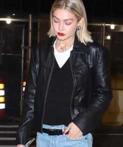 Gigi Hadid Biker Classic Leather Jacket Street Style wear