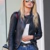 Gigi Hadid Biker Leather Black Jacket